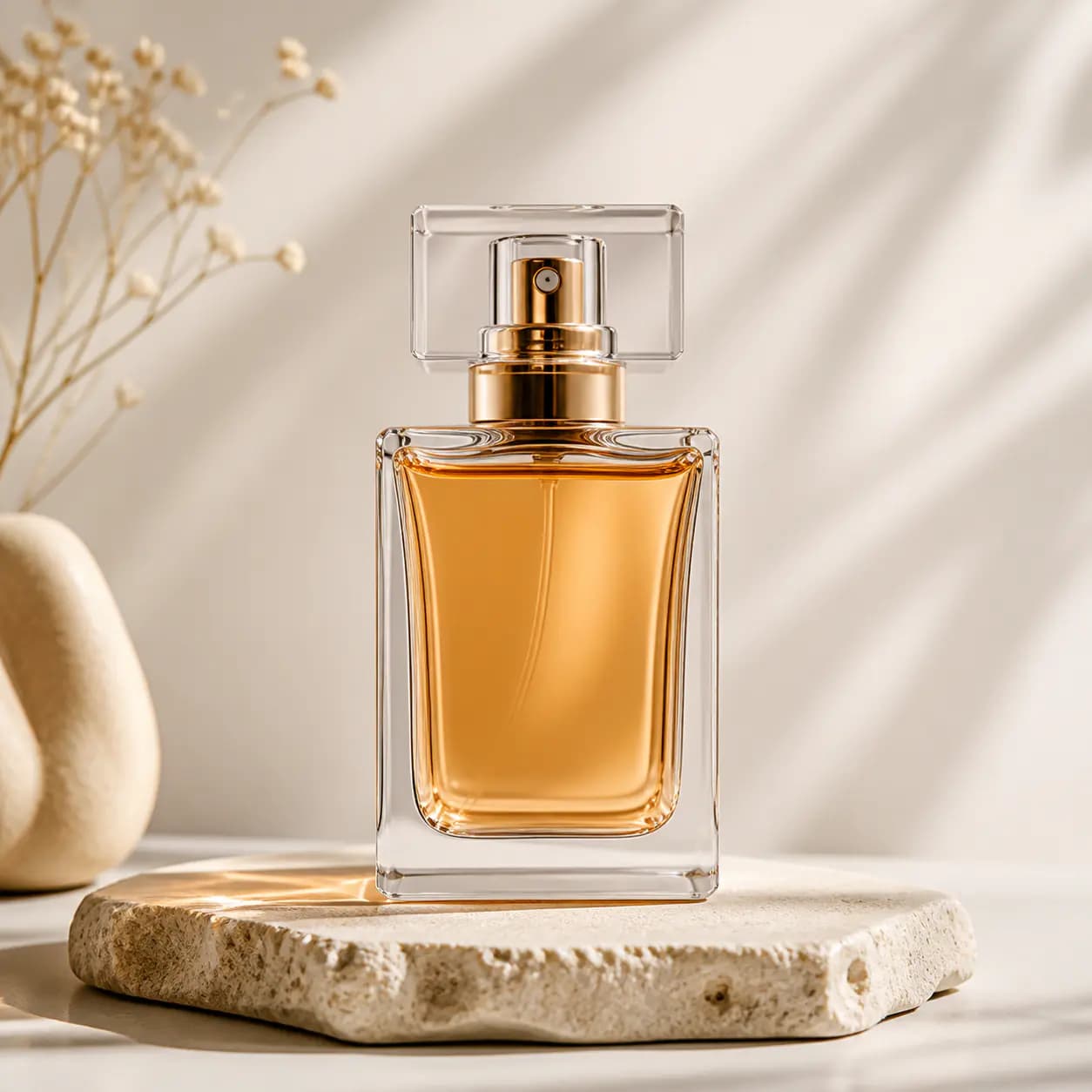 Perfume product image generated with editorial studio lighting
