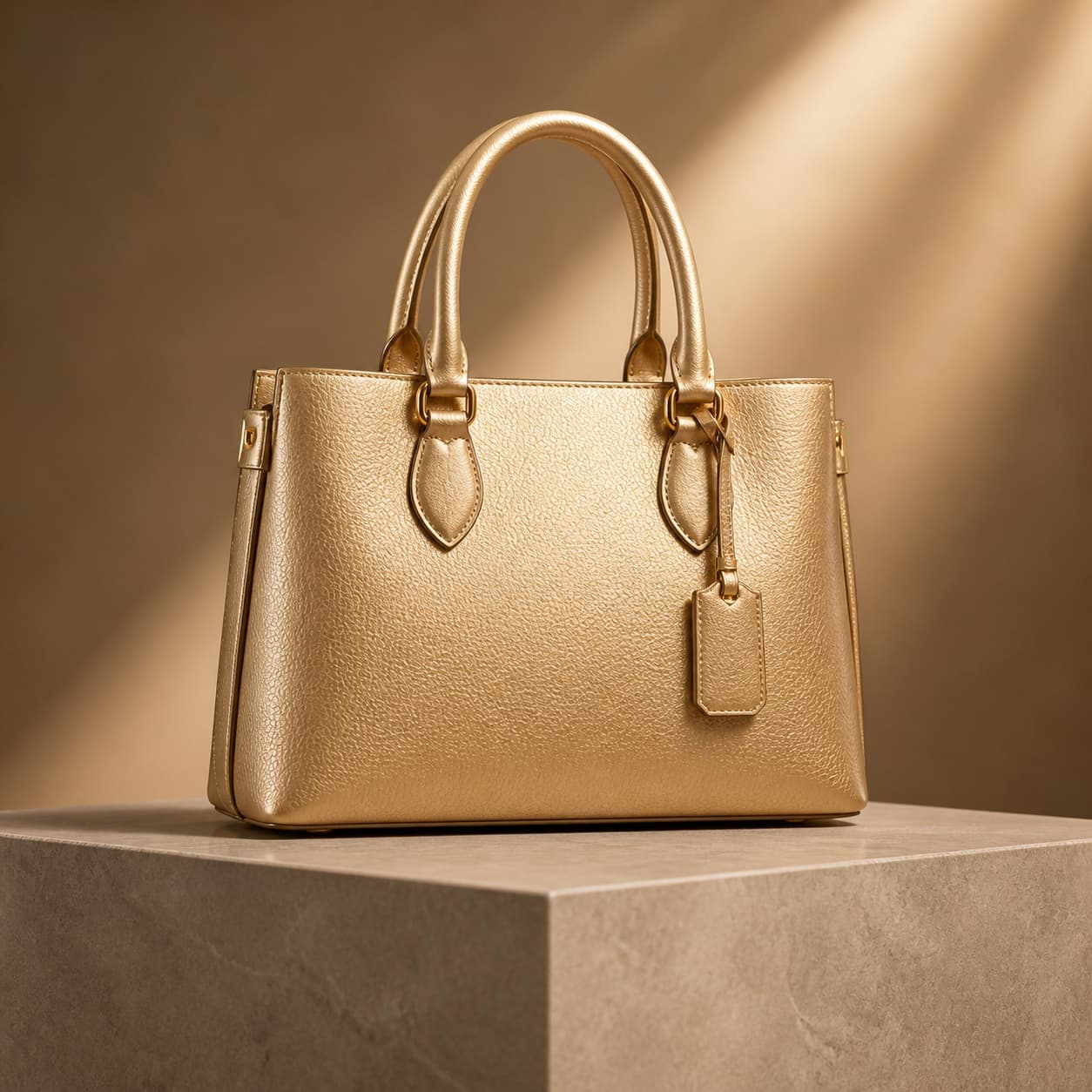 Luxury accessories launch banner with layered architectural depth