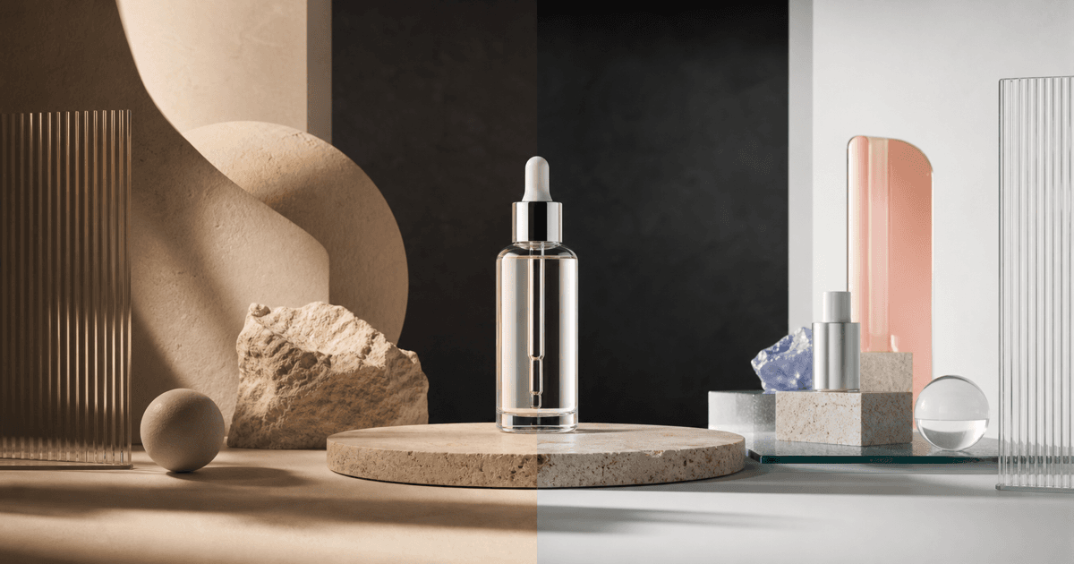 A skincare bottle shown between two contrasting creative workstations for Seedream 5.0 Pro and GPT Image 2