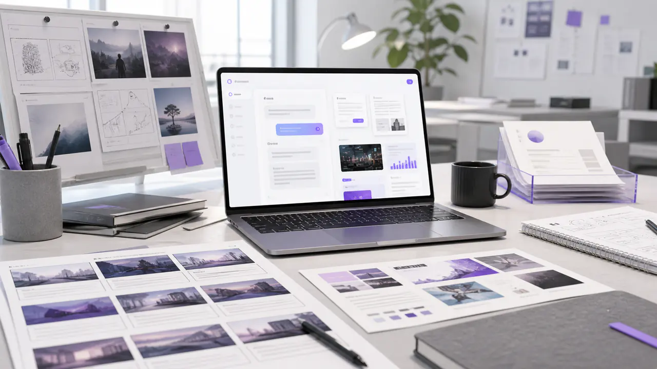 Kynvio AI desk scene for reviewing engineering plans and workflow materials