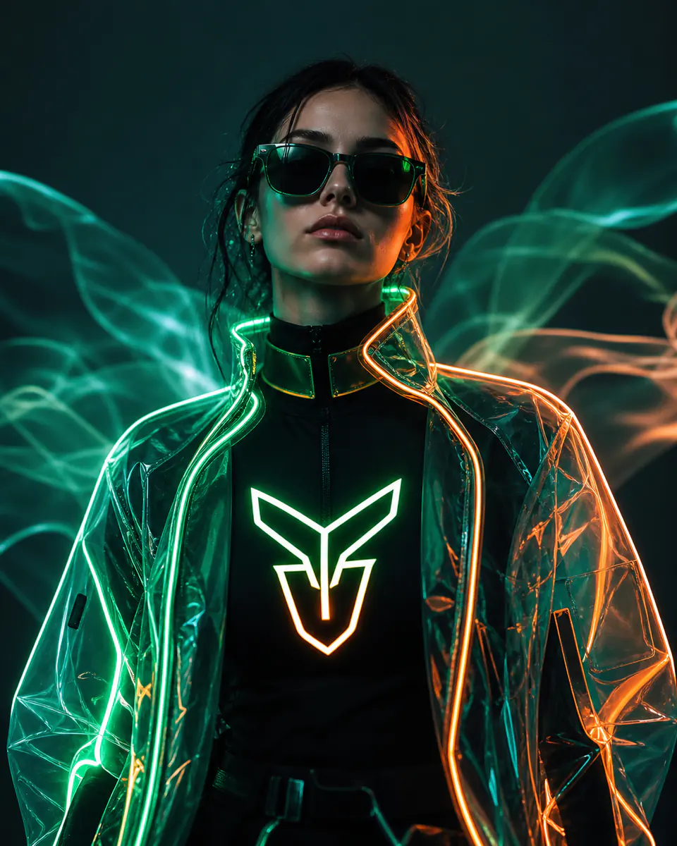 Grok Imagine 1.0 fashion editorial cover with silver jacket and sharp rim light