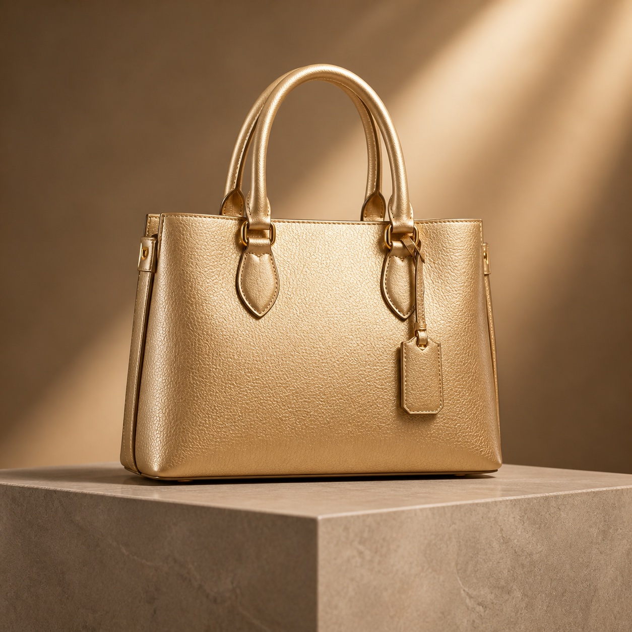Luxury accessories launch banner with layered depth and clean title space