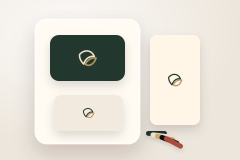 AI generated logo applied to simple brand stationery preview