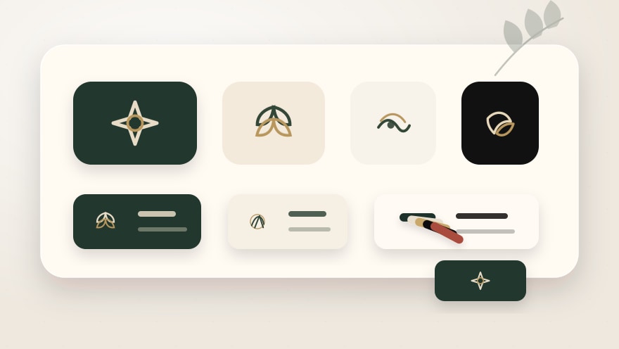AI logo generator example extending a brand direction into a mark and identity preview