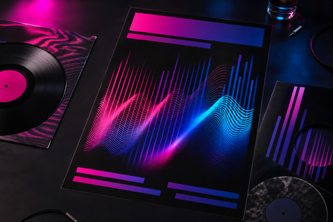 AI generated music visual poster with dramatic red stage light