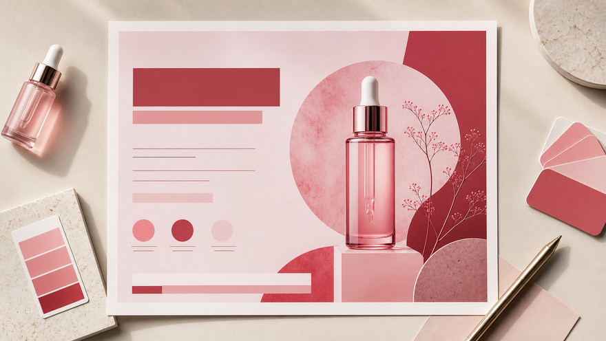 Pink serum product launch poster generated with AI