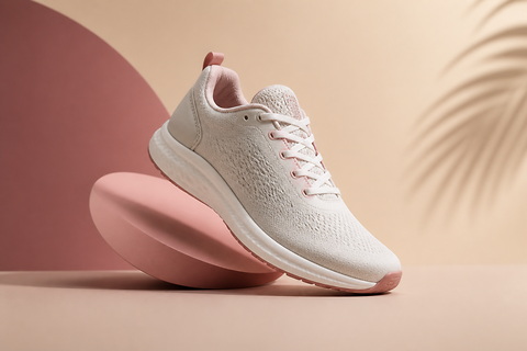 Running shoe ad image with a clean AI replaced commercial background