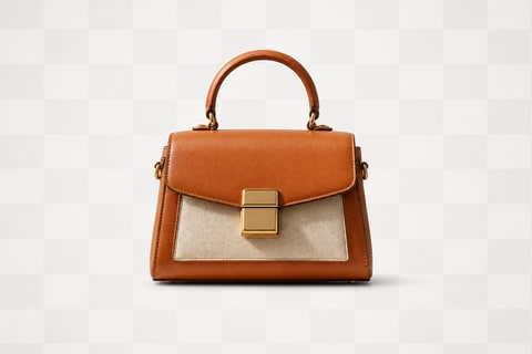 Reusable handbag cutout on a clean design canvas after background removal
