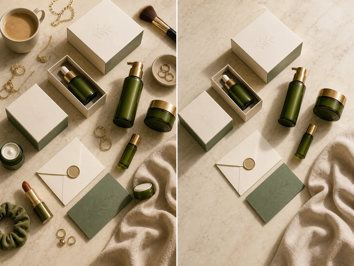 AI object remover example simplifying an ecommerce flatlay image